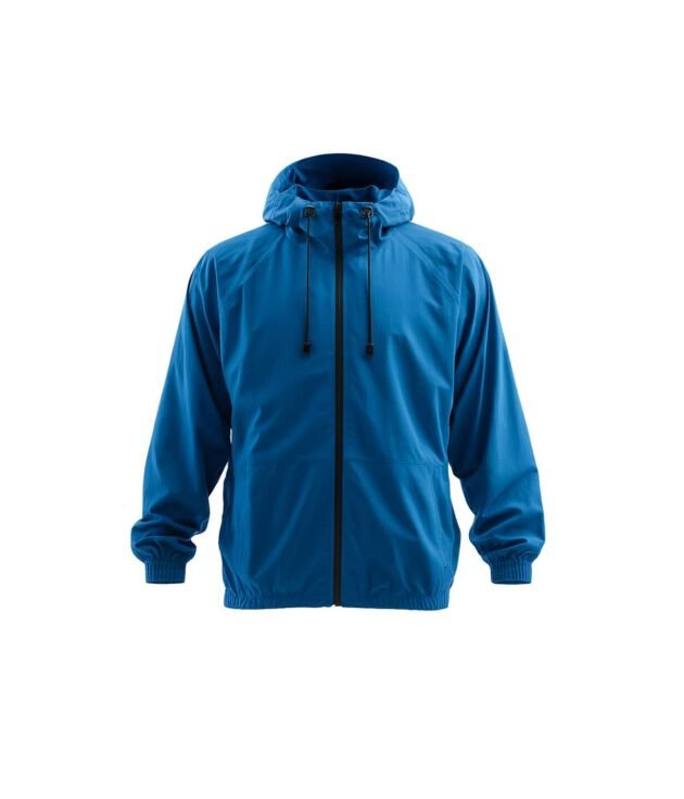 Lightweight blue windbreaker jacket